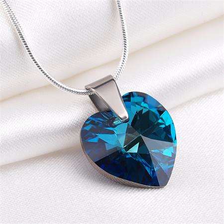 Titanium Necklace Dark Indigo Crystal Heart Pendant | Nonita Jewelry