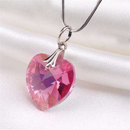 La Maria, Heart Necklace €29.00 | Pink heart necklace, Pink heart earrings, Pink  swarovski necklace