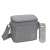 RIVACASE Torngat 5706 gray insulated cooler bag with a can of drink next to it