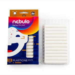 Nebulo 12 piece white modeling clay in a box and plastic tray - Nebulo