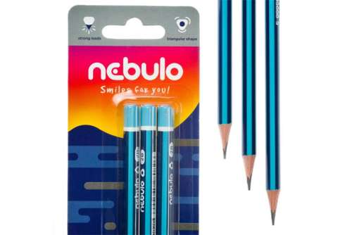NEBULO 2B triangular pencils, pack of 3