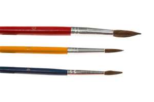 Nebulo paint brush set, 3 pieces, sizes 4, 6, 10, pony hair, round, painted wooden handle - Paintbrush