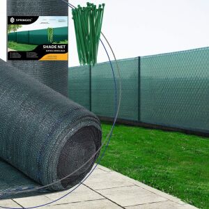 Springos Árnyékoló háló, 65g/m2, 63%-os, 1,5x10m, 50 db kötegelővel - Zöld