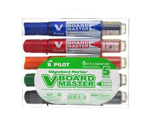 PILOT Táblamarker készlet, 2,3 mm, kúpos, PILOT "V-Board Master", 5 különböző szín 31546203