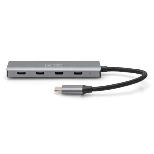 Digitus USB-C Hub, 4-Port Aluminium, DA-70246, Silber
