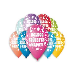 Boldog Születésnapot lufi 30 cm-es, 10db/csomag