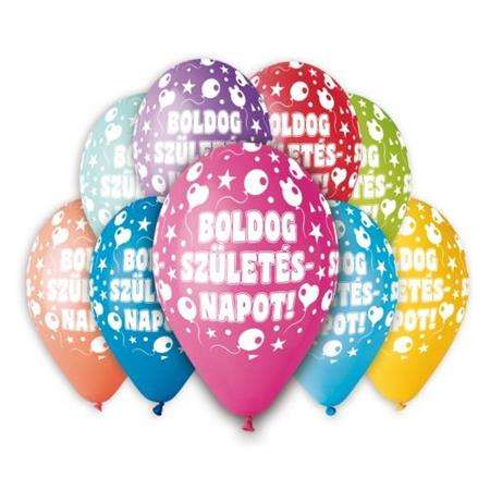 Luftballon, 30 cm, "Boldog Születésnapot", Luftballon AUF UNGARISCH!