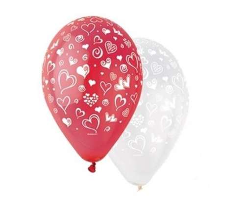 Luftballon, 30 cm, mit Herzen