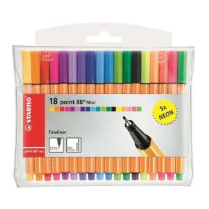 STABILO Point 88 Mini Neon Tűfilc tollkészlet, 18 szín, 0,4 mm - STABILO Rostirón & Tűfilc