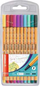 STABILO Point 88 Fineliner Pens, 0.4 mm, 10 Assorted Colors - STABILO Fineliner & technical pen