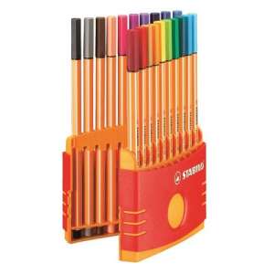 STABILO Tűfilc készlet, 0,4 mm, STABILO "Point 88 ColorParade", 20 különböző szín