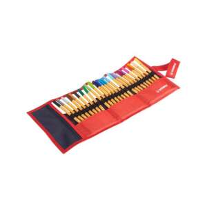 STABILO Point 88 fineliner pen set, 25 colors, 0.4 mm, retractable, in a red and blue case - Pen & Pencil