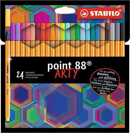 STABILO Fineliner-Set, 0,4 mm, STABILO "Point 88 ARTY", 24 verschiedene Farben
