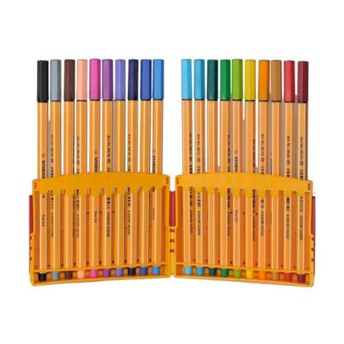 STABILO Point 88 Fineliner-Stifte Set, 20 verschiedene Farben, 0,4 mm, Zebramuster