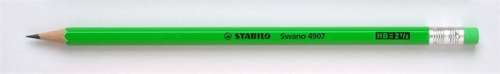Stabilo Swano Swano Neon creion de grafit hexagonal cu radieră, HB #green