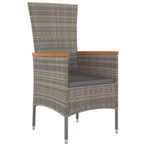 Grey polyrattan garden chair with dark grey cushion - Garden Set
