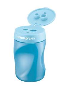 STABILO Easy pencil sharpener, blue, 3 hole, with container, for right-handed - Pencil Sharpener