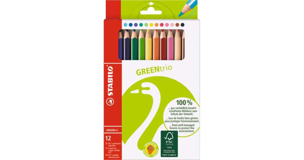 Crayon set, triangle thick nebulo, 12 colours