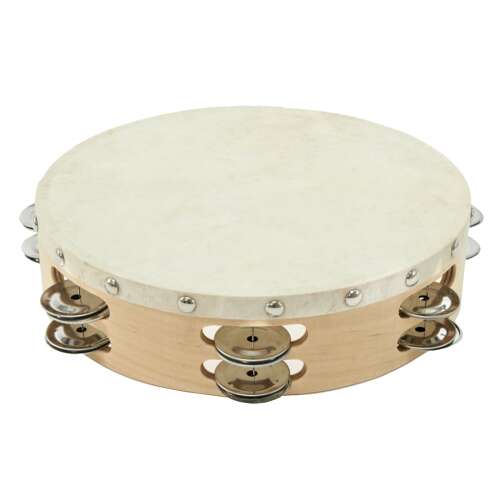 IdeallStore® double row tambourine, Oriental Mix, wood, canvas, 25x5 cm, beige 99150774