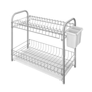 Metaltex Double-Tex dish drying rack, two-tiered, with cutlery holder, grey - Dish Rack