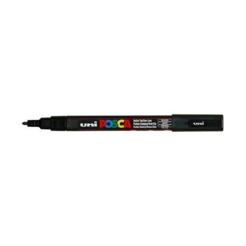 UNI Posca PC-3M fekete festőmarker, 0,9-1,3 mm kúpos heggyel - Uni