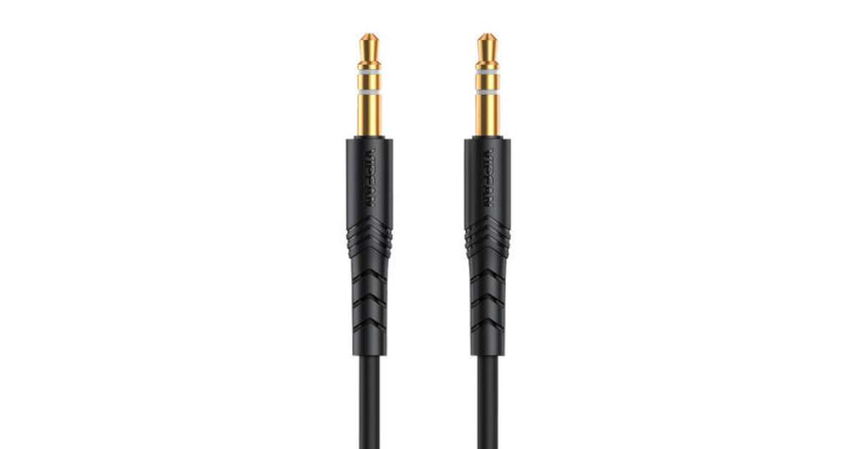 Mini jack 3.5mm AUX kábel Vipfan L04 1m, aranyozott (fekete) Pepita.hu