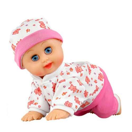 Interaktív kúszó baba, rózsaszín és fehér, énekel és kúszik, tökéletes a baba fejlődéséhez