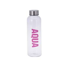 Aqua Wasserflasche, 500 ml, rosa, klar, wiederverwendbar, Edelstahldeckel - Füttern