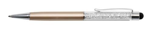 ART CRYSTELLA Kugelschreiber, Gold, oben weiß, gefüllt mit weißem SWAROVSKI®-Kristall, mit Touch, 14 cm, ART CRYSTELLA® 31578239