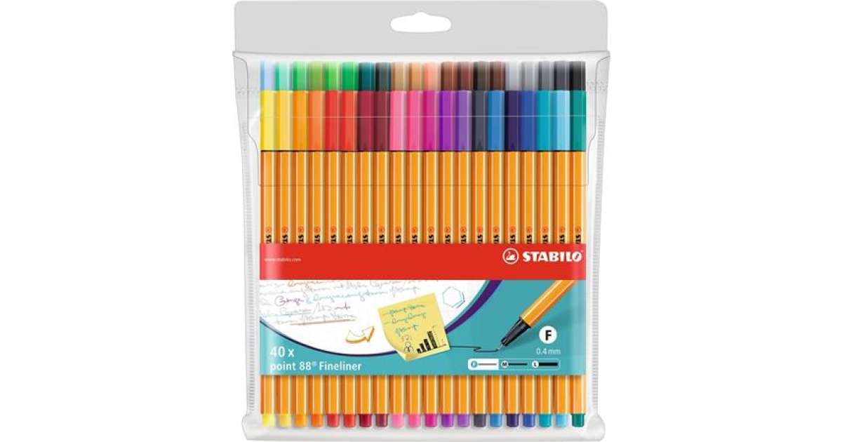 Stabilo Point 88 Fineliner Pen, 20 Colors Wallet - Artist