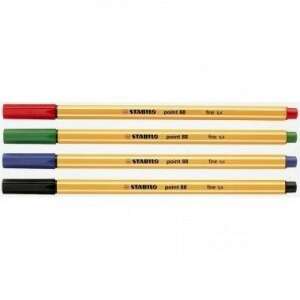 STABILO Point 88 fineliner olovke, 4 pakiranje, crvena, zelena, plava, crna - STABILO Tanki flomaster i tehnička olovka