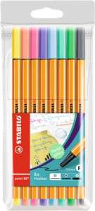STABILO Point 88 Fineliner Stifte, 0,4 mm, Pastellfarben, 8er Pack - STABILO Fineliner