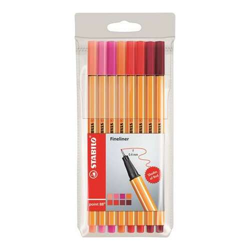 STABILO Point 88 Fineliner Stifte, 8 Rot-Töne, 0,4 mm, 8er-Set