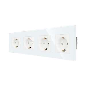 LUXION - Négyes Konnektor - Üvegkeret - Fehér