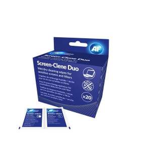 AF Tisztítókendő, képernyőhöz, 20 db nedves-száraz kendőpár, AF "Screen-Clene Duo"