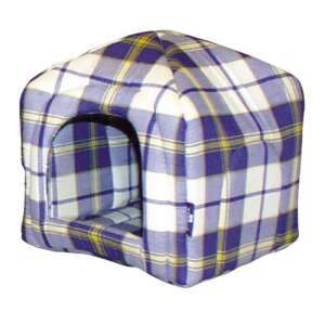 COBBYS PET PIRAMIS 31x31x31cm háziállat ágy, kockás mintás, lila és fehér - Állattartás