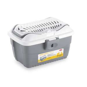 STEFANPLAST Gulliver Mini 40x30x24cm fehér/szürke kisállat szállítóbox vállpánttal - Hordozó, autós box kisállatoknak