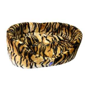 COBBYS PET ADEL Ovális Plüss Állatfekhely, Tigrismintás, 60x39x20cm - Állattartás