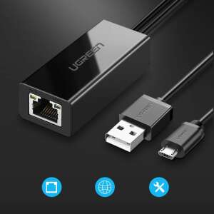 Ugreen 30985 adapter sieciowy, RJ45 / USB + microUSB, czarny - Ugreen
