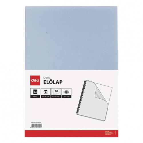 Deli A4 Spirál Előlap, 150 mikron, 20 darabos, átlátszó