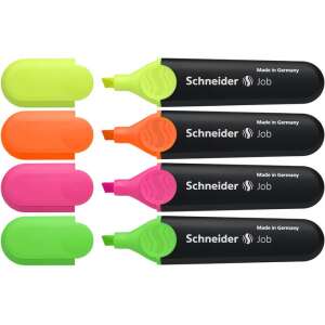 Schneider Job Textmarker-Set, 4 Farben, 1-5 mm Strichstärke - Textmarker