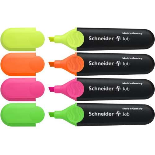 Schneider Job Textmarker-Set, 4 Farben, 1-5 mm Strichstärke