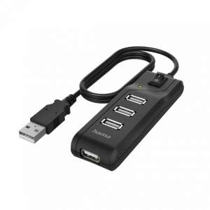 Hama FIC Hub USB 2.0, 4 porty, zasilany przez USB, czarny - Koncentrator USB
