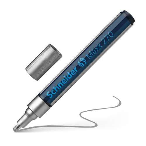 Schneider Maxx 270 silberfarbener Lackmarker, 1-3 mm Strichstärke, abgeschrägte Spitze