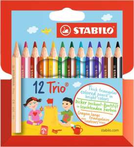 STABILO Trio thick triangular colored pencils in bright colors, 12 assorted colors - Colored Pencil