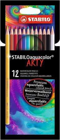 STABILO Aquacolor ARTY watercolor pencils, 12 colors, premium quality