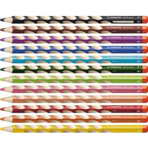Satz mit 12 STABILO EasyColours dreieckigen Buntstiften mit Punkten - Farbstifte
