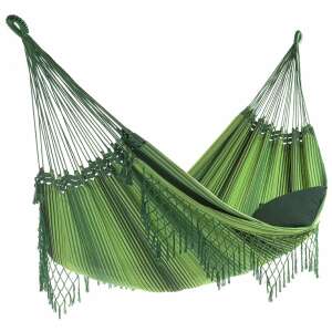 Mariposa verde L rojtos függőágy, zöld csíkos függőágy rojtokkal, kétszemélyes függőágy - Függőágy