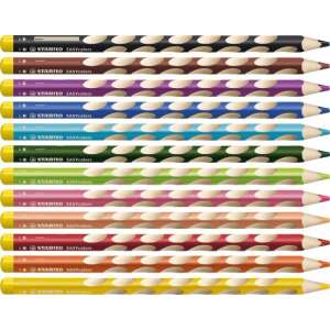 Creioane colorate STABILO Easy Colours pentru copii stângaci, 12 culori - Creioane colorate
