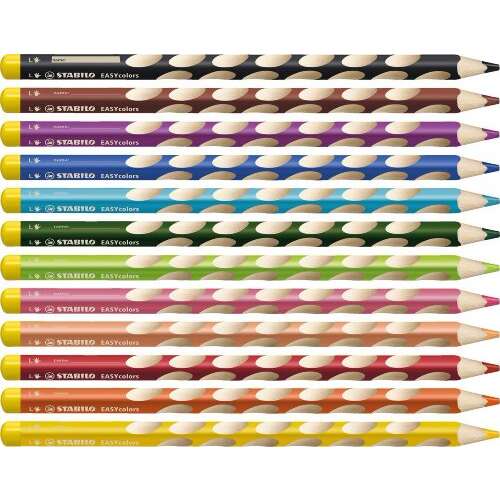 STABILO Easy Colours colored pencils for left-handed children, 12 colors